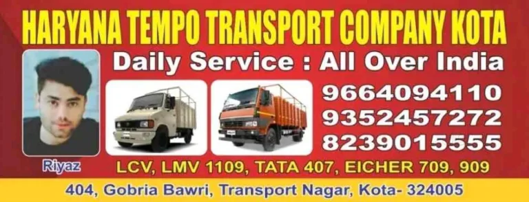 Haryana Tempo Transport Company Kota Rajasthan 768x294